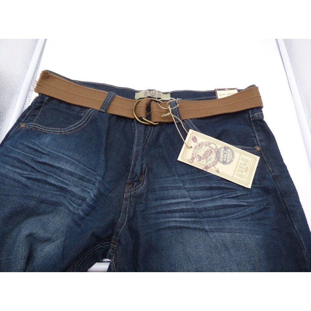 Agile Men’s Style AP23576 Straight Leg Belted Jeans,  W 40/ L 33